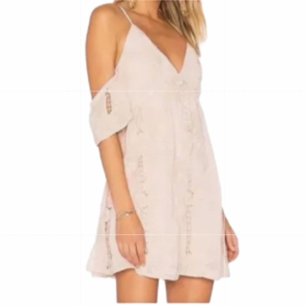 Lovers + Friends NWT Wishful Blush Floral Mini Dress Embroidered Off sho…